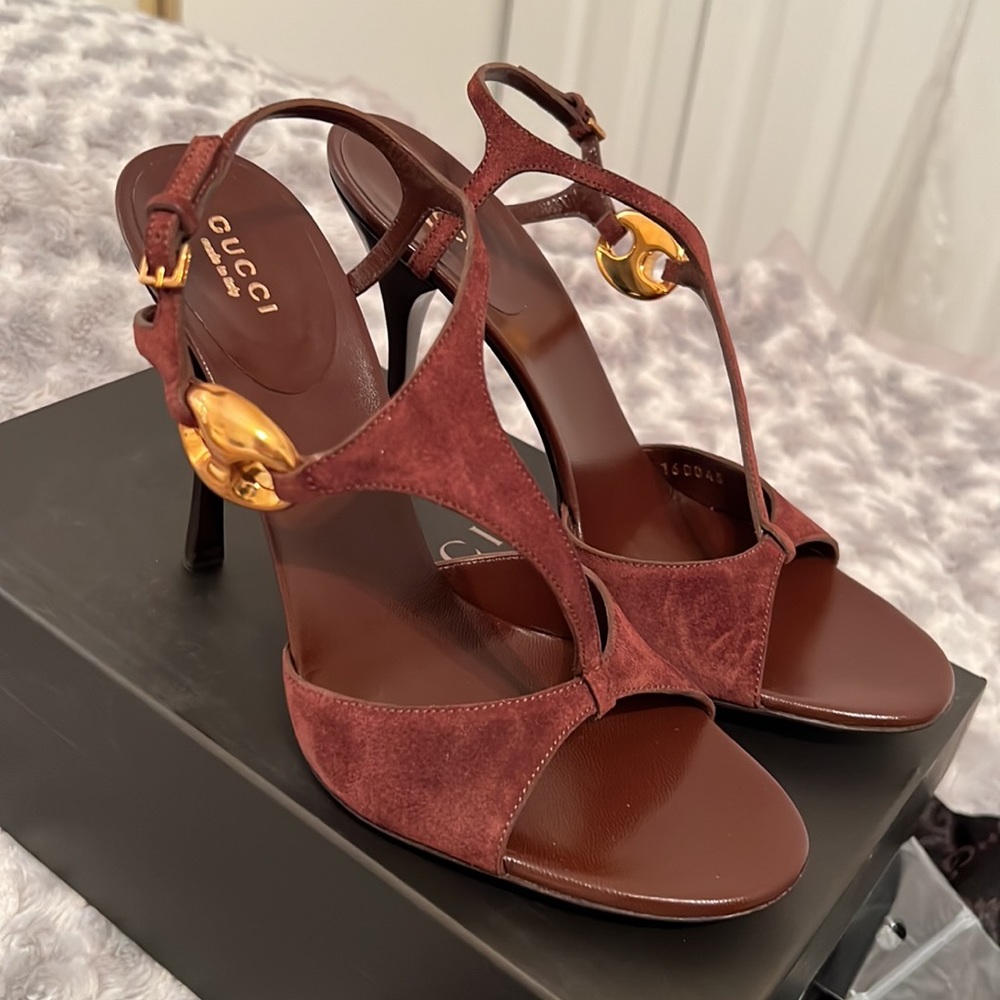 Gucci Brown Suede Heels Size 8 1/2 BNIB